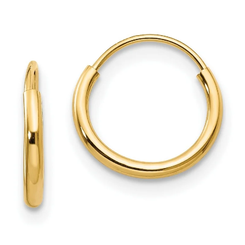 Curata 14k Yellow Gold Polished Small 8mm Endless Hoop Earrings