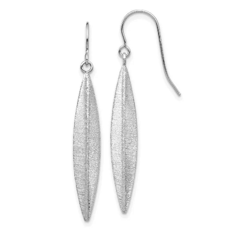 Curata 14k White Gold Brushed Long Drop Dangle Earrings - 40x6mm Wide