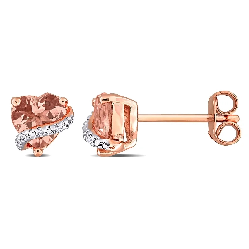 Miadora 1 1/3ct TGW Morganite and Diamond Accent Stud Earrings Rose Silver