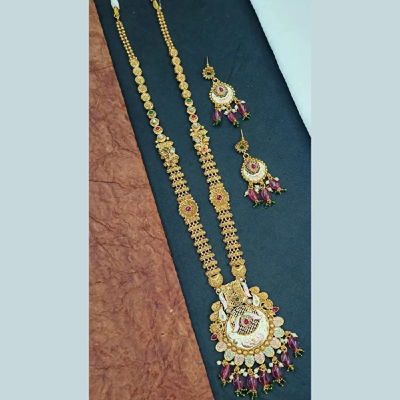 Padmawati Bangles Gold Plated Pota Stone And Meenakari Long Necklace Set