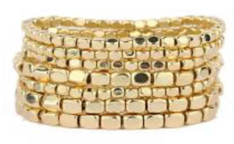 Multiple Metal Bracelets Gold 7 pieces