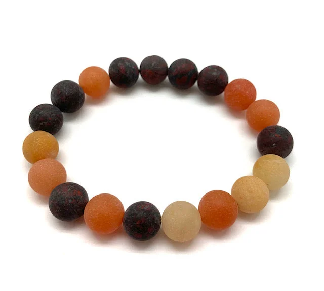 Genuine Stone Bracelet 10mm Bead Size - Multi Color Stones