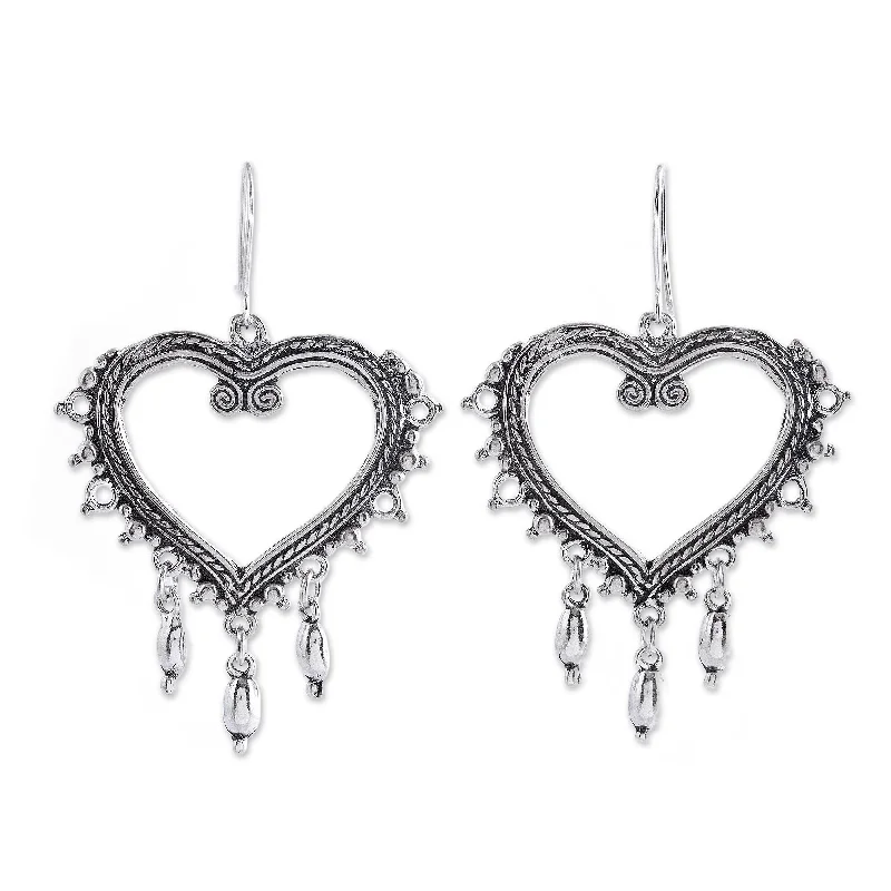 Novica Handmade Heart Of Frida Sterling Silver Heart Earrings