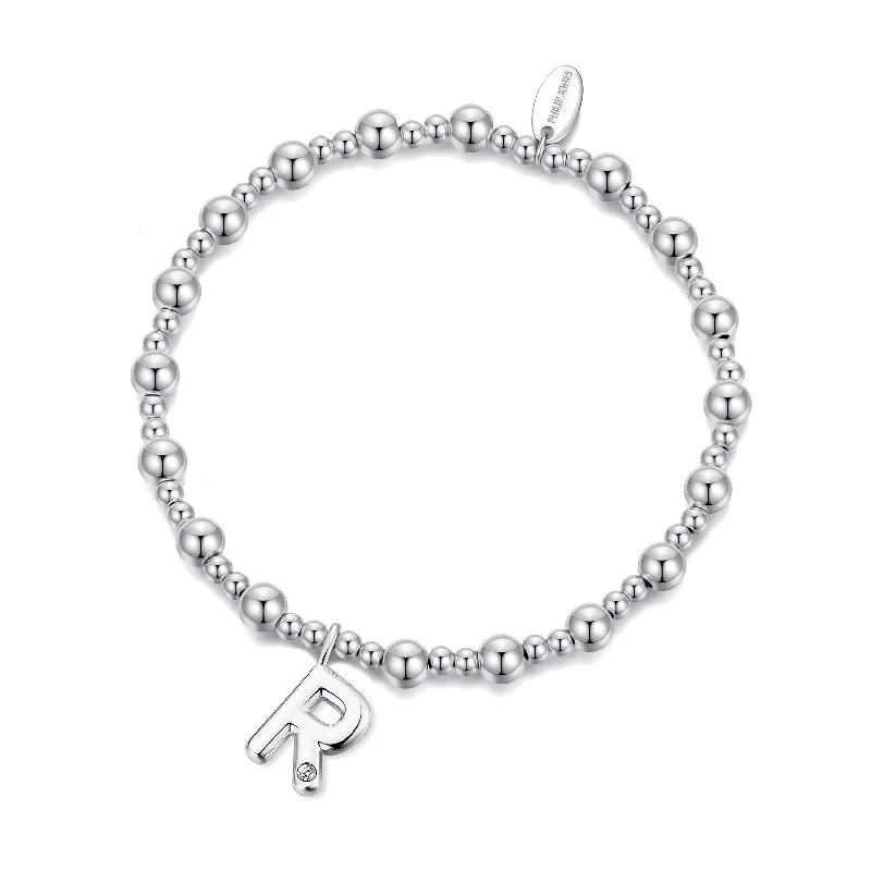 Letter R Initial Stretch Bracelet Created with Zircondia® Crystals