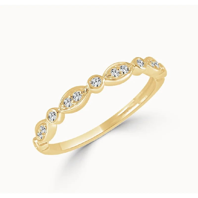 Joelle Diamond Ring 3/4 Way Around Band 14k Gold 1/10 ct TDW