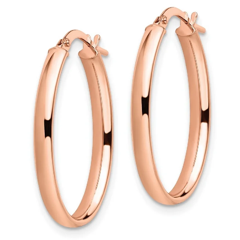 Curata 14k Rose Gold Polished 3x26mm Oval Hoop Earrings