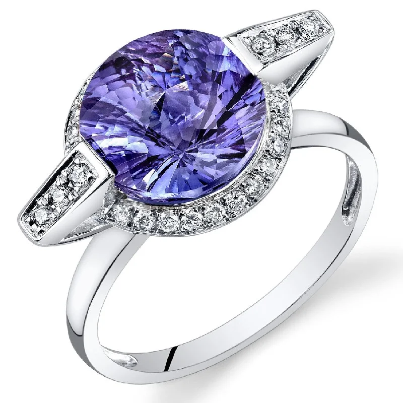 14k White Gold 4.65ct Created Sapphire and Diamond Ring