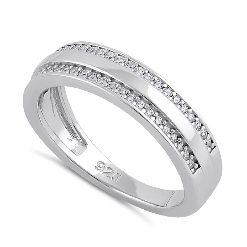 Sterling Silver Half Eternity Clear CZ Ring