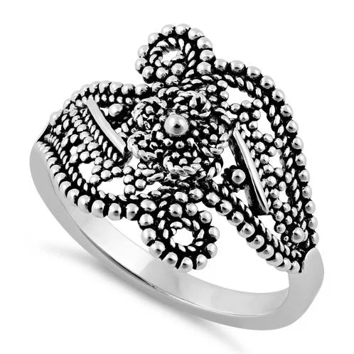 Sterling Silver Beads Flower Ring