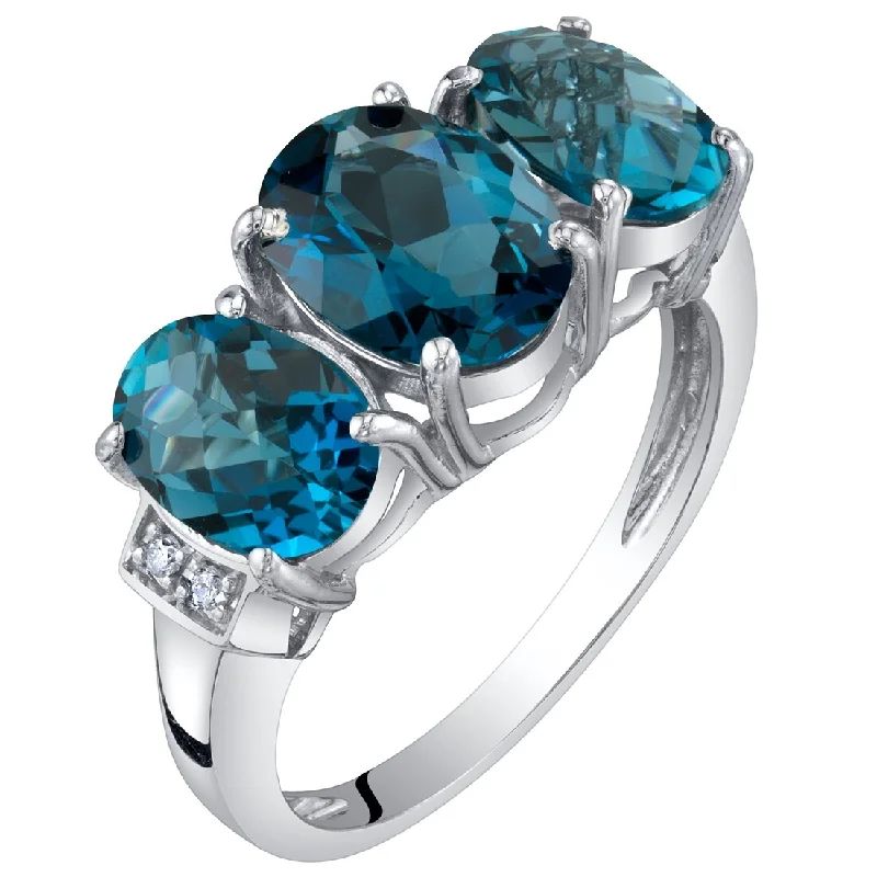 14k White Gold 2.77ct London Blue Topaz and Diamond Ring