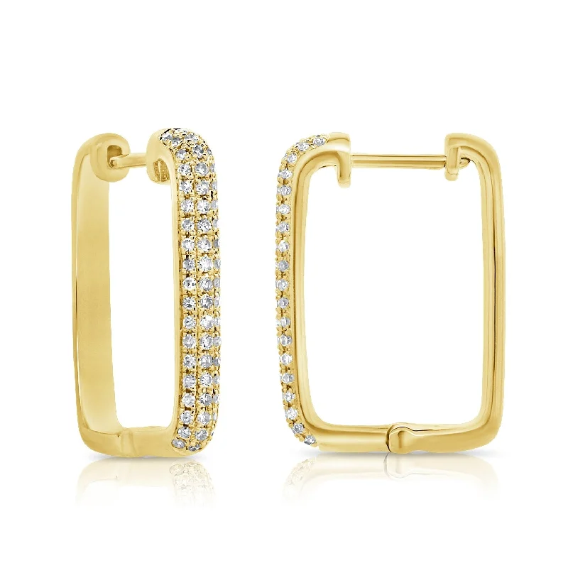 Joelle Diamond Pave Rectangle Hoop Earrings 1/3 ct. t.w. 14K Gold