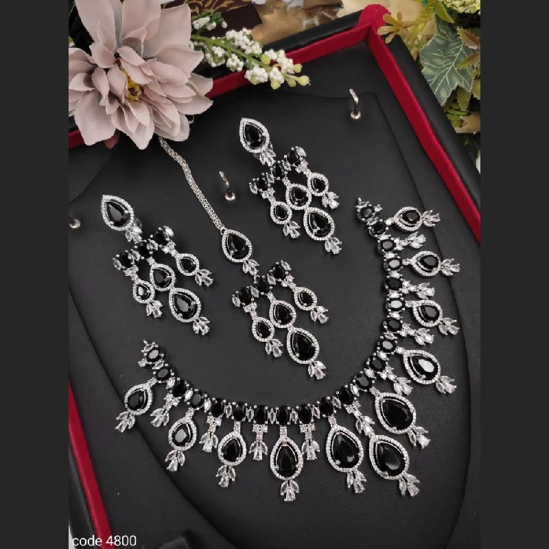 Aamrapali Silver Plated American Diamond Necklace Set