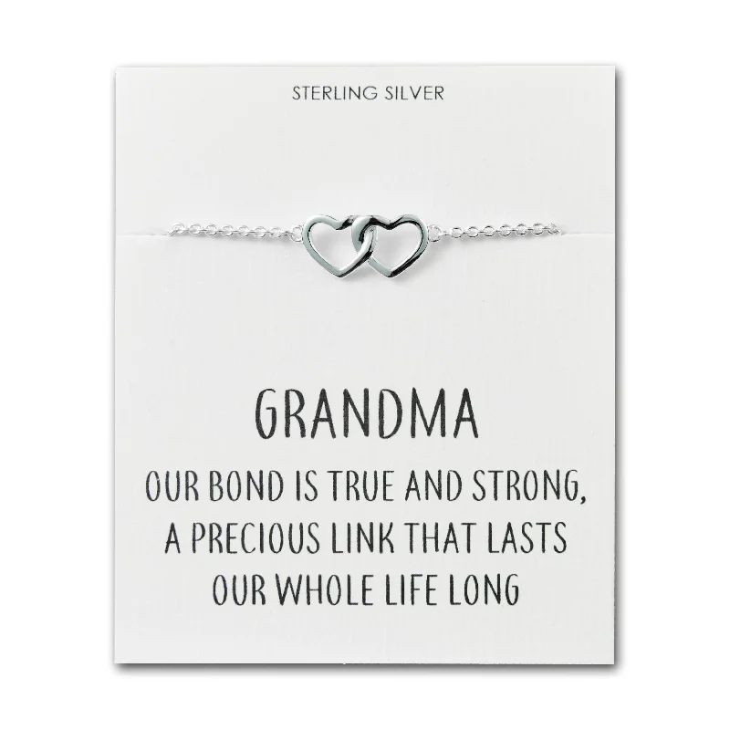 Sterling Silver Grandma Quote Heart Link Bracelet