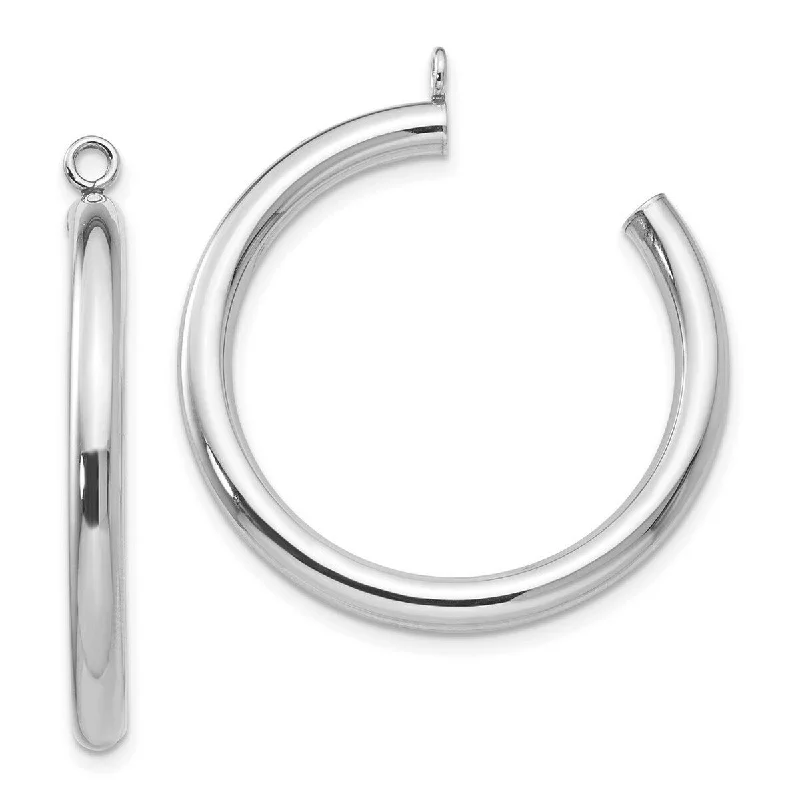 Curata 14k White Gold 30x3mm Polished Tube Hoop Earrings Jackets