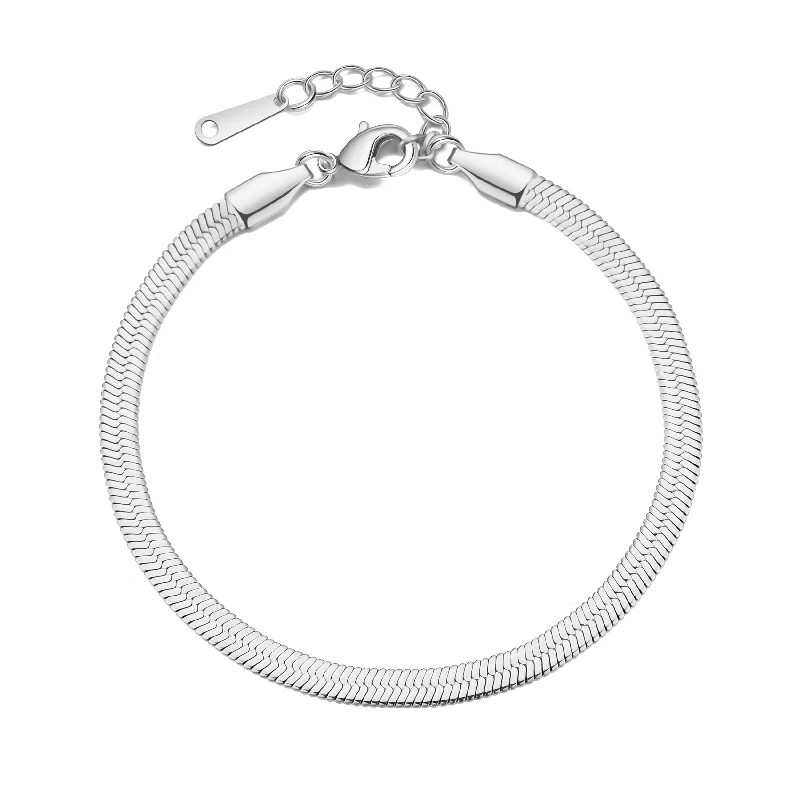 Stainless Steel Herringbone Flat Snake Chain Bracelet