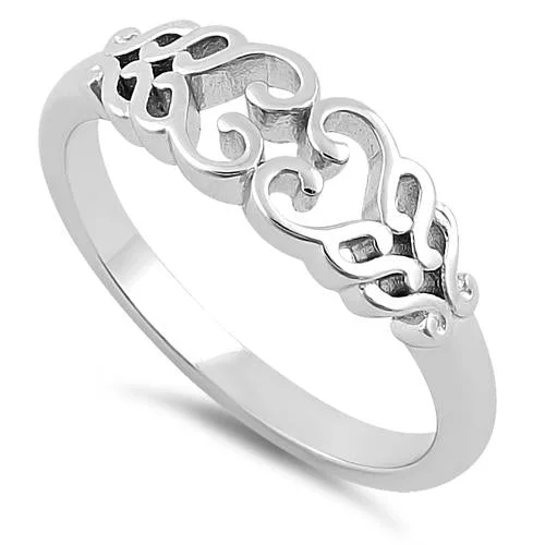 Sterling Silver Braided Hearts Ring