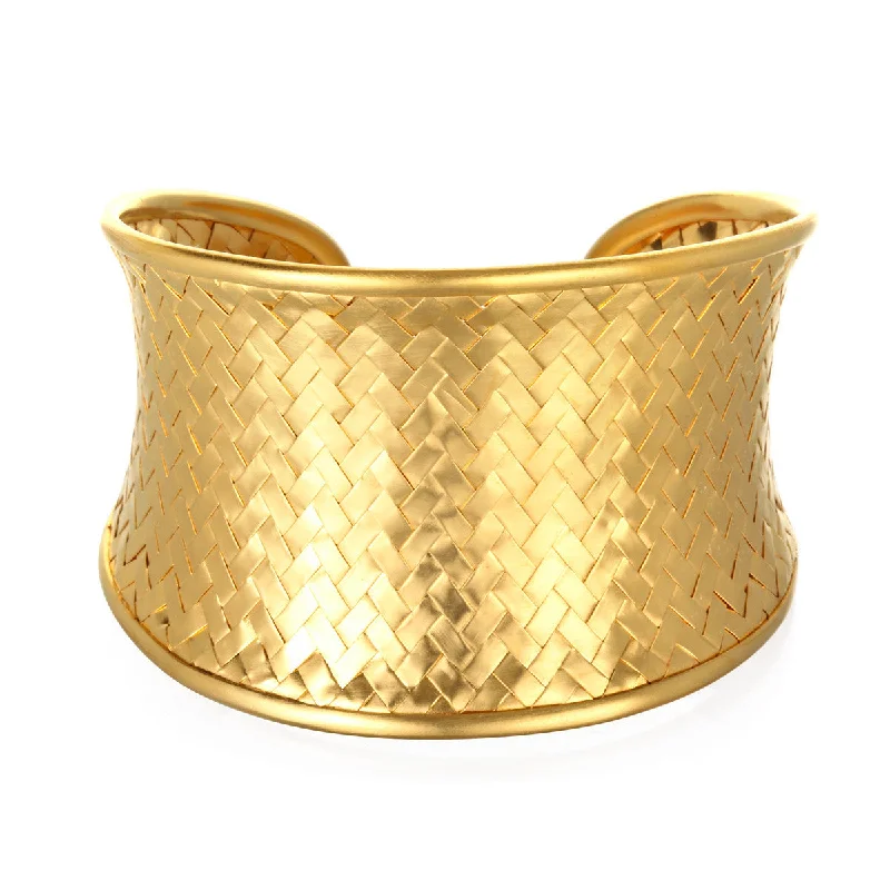 Gold Medium Basketweave Bracelet Cuff