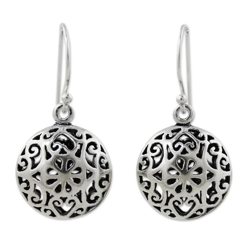 Novica Handmade Medallion Sterling Silver Dangle Earrings