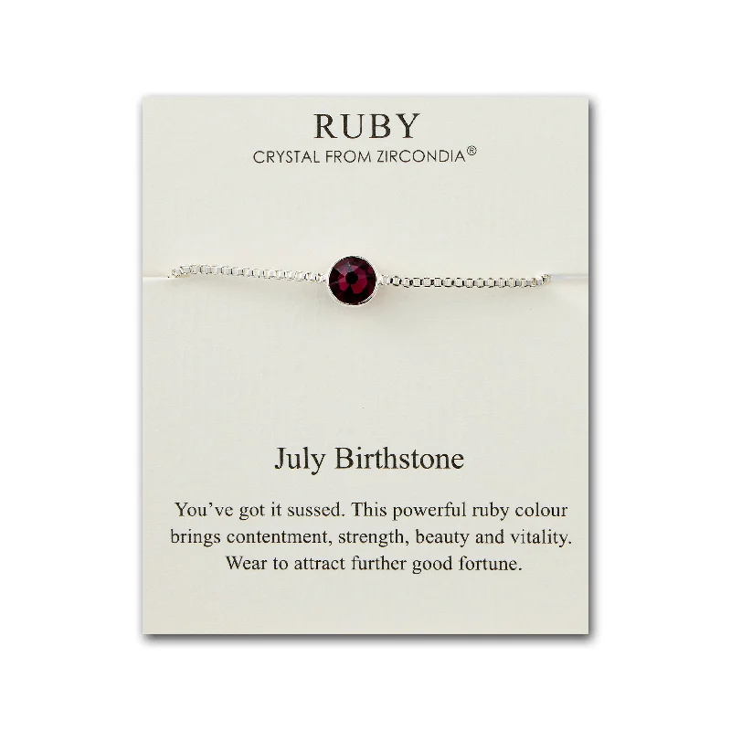 July (Ruby) Birthstone Bracelet Created with Zircondia® Crystals