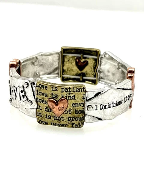 Multi Metal Inspirational bracelet - 1 Corinthians 13 Love is Patient