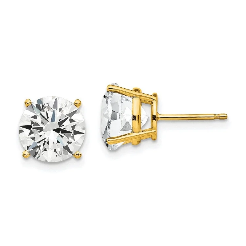 Curata 14k Yellow Gold Post Earrings 9mm CZ Cubic Zirconia Earrings - 9x9mm Wide