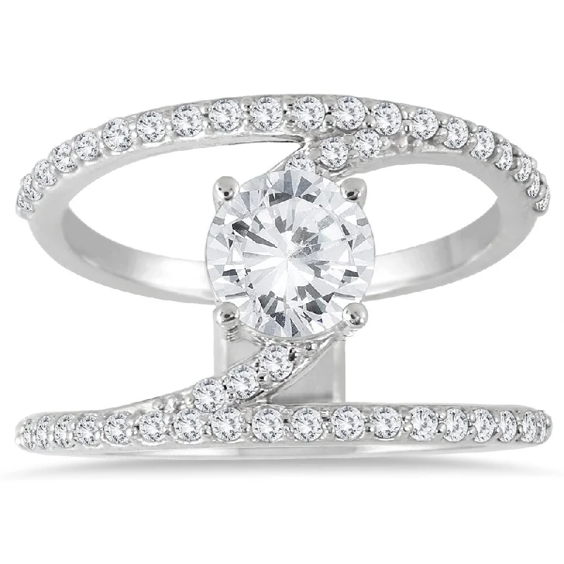 AGS Certified 1 3/8 Carat TW Open Diamond Ring in 14K White Gold (J-K Color, I2-I3 Clarity)