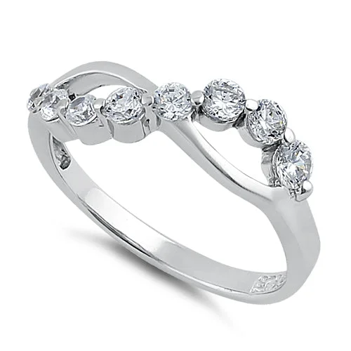 Sterling Silver Free Form CZ Ring