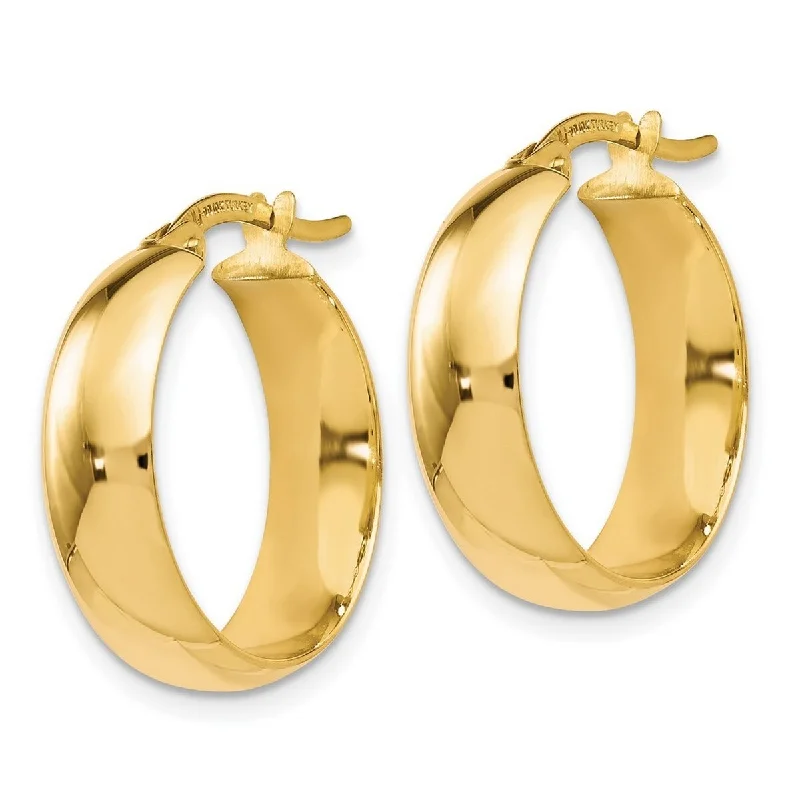 Curata 10k Yellow Gold Polished Domed 19x4.6mm Wide Hoop Earrings