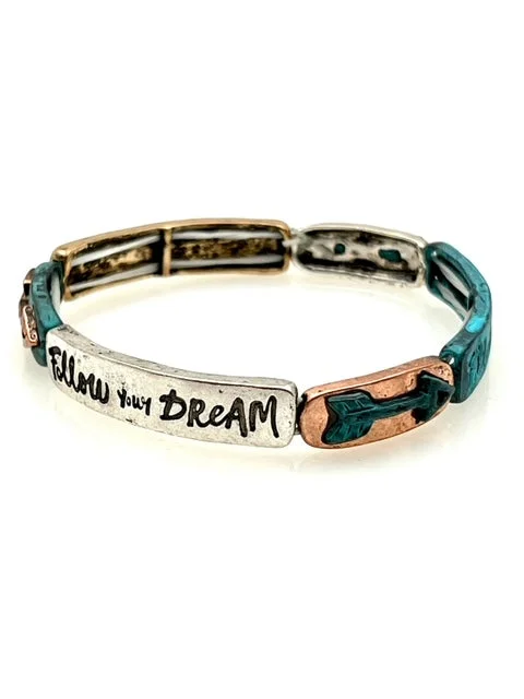 Patina Stretch Bracelet - Follow Your Dream