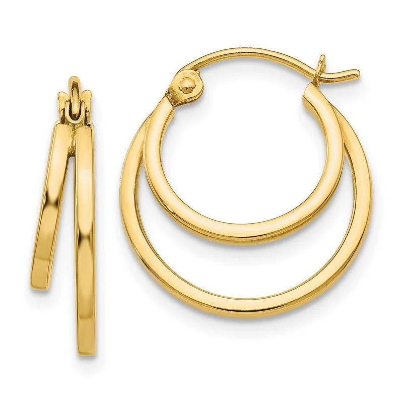 Curata 14k Yellow Gold Polished 4x17mm Double Hoop Earrings