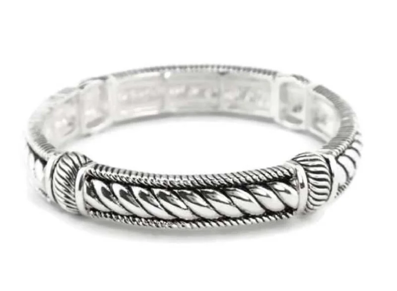 Silver Stretch Bracelet with Rope design