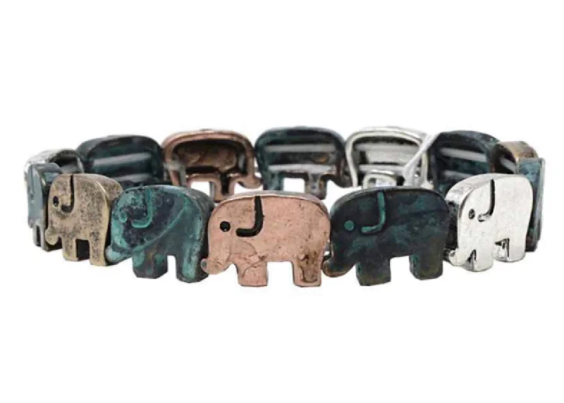 Patina Stretch Bracelet Elephants I