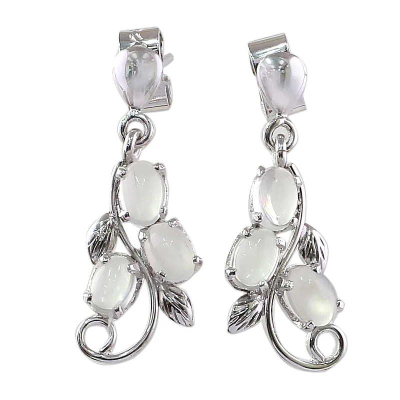 Novica Handmade Shining Cloud Moonstone Earrings