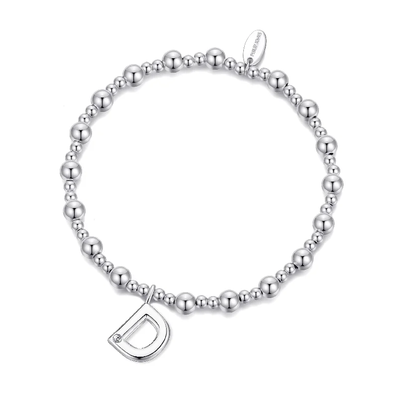 Letter D Initial Stretch Bracelet Created with Zircondia® Crystals