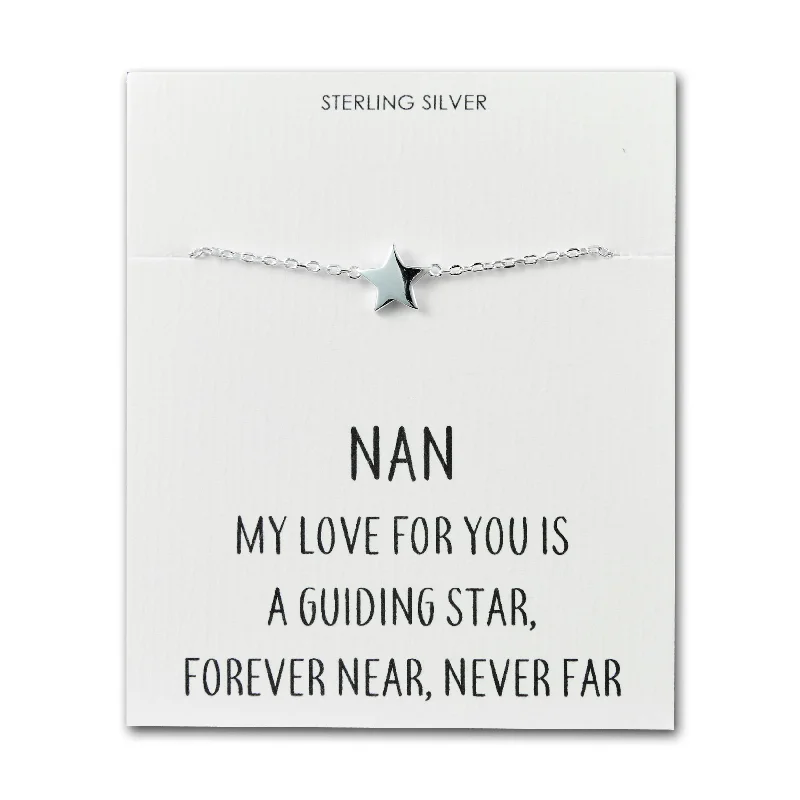 Sterling Silver Nan Quote Star Bracelet