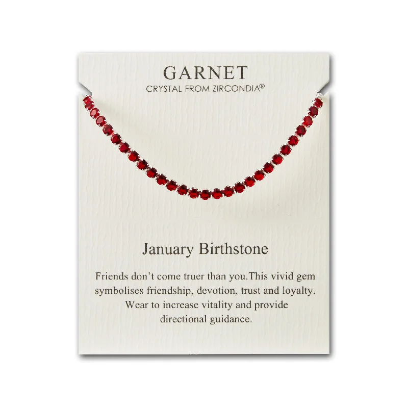 January Birthstone Friendship Bracelet with Garnet Zircondia® Crystals