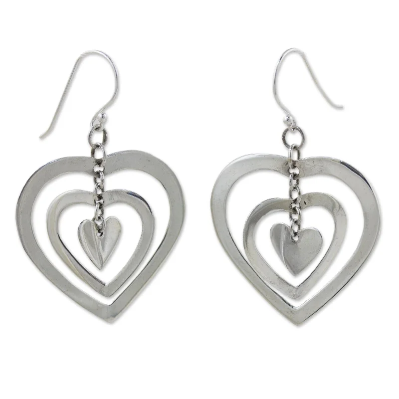 Novica Handmade Hypnotic Love Sterling Silver Heart Earrings