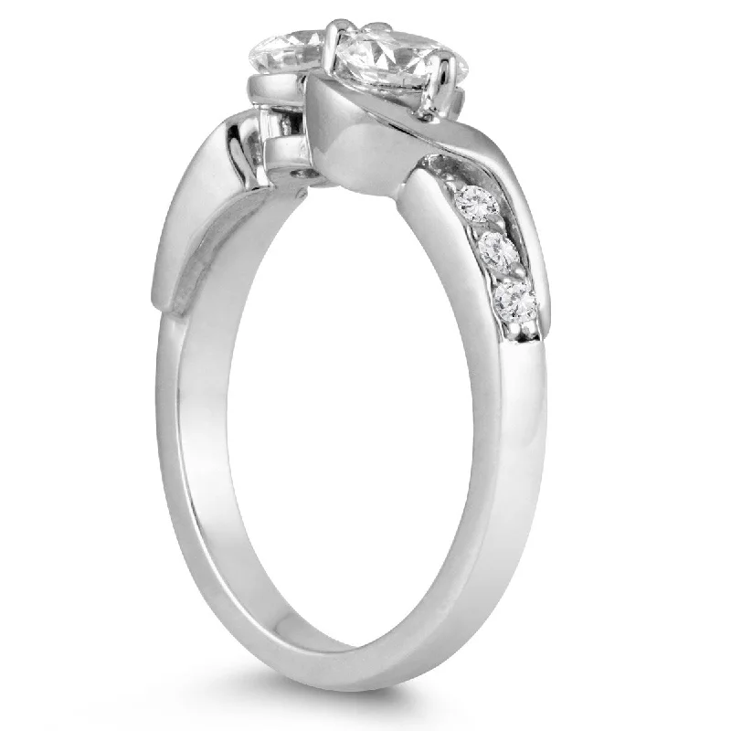 Marquee 7/8 Carat TW Two Stone Diamond Ring in 14K White Gold