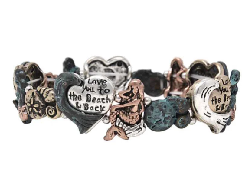 Patina Stretch Bracelet Love You To The Beach and Back Mermaid