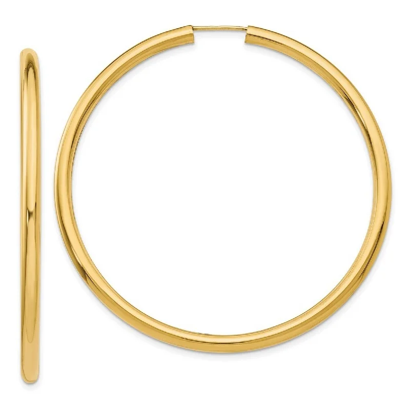 Curata 14k Yellow Gold Polished 2.75x55mm Large Endless Tube Hoop Earrings