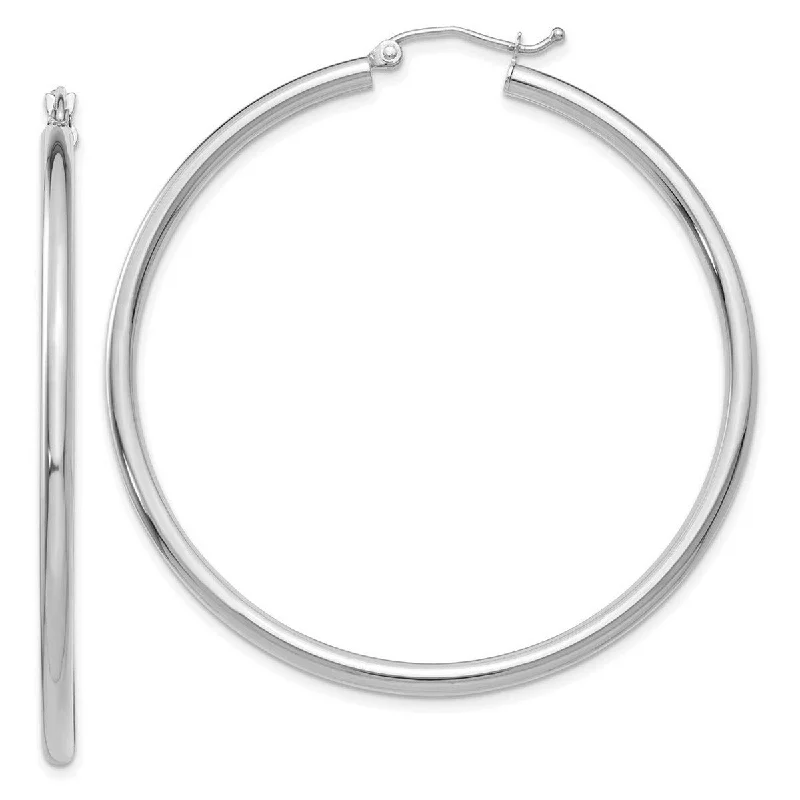 Curata 14k White Gold Polished 2.5x50mm Lightweight Round Hoop Earrings