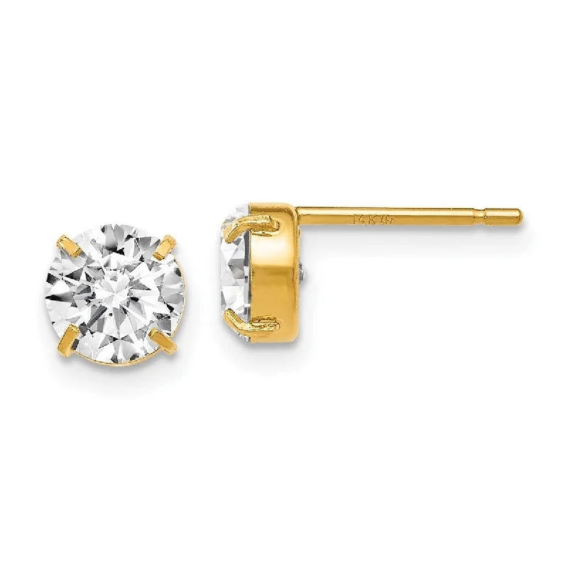 Curata 14k Yellow Gold Post Earrings CZ Cubic Zirconia Stud 6.0mm Earrings - 6x6mm Wide