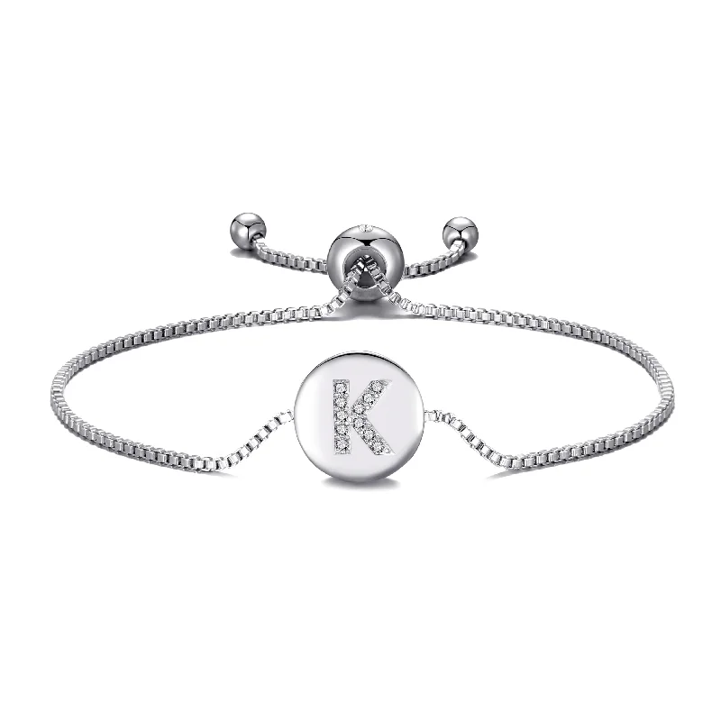 Initial Friendship Bracelet Letter K Created with Zircondia® Crystals