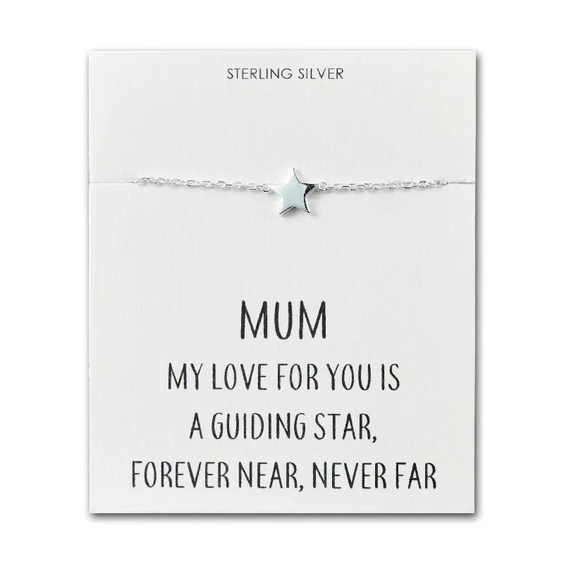 Sterling Silver Mum Quote Star Bracelet