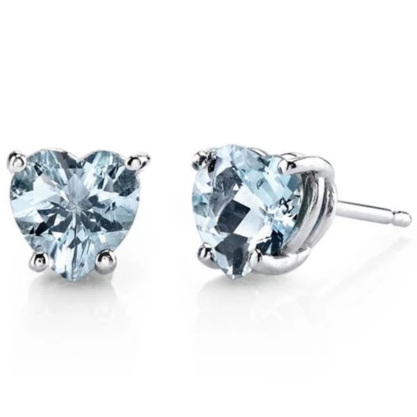 Oravo 14k White Gold Heart-cut Gemstone Stud Earrings