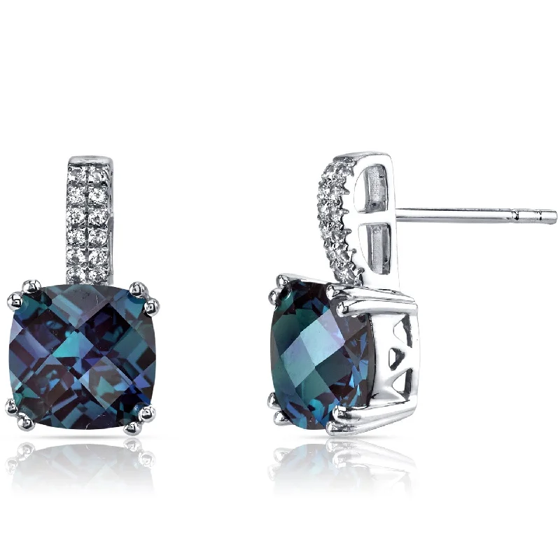 14k White Gold 5.24 ct Created Alexandrite Stud Earrings