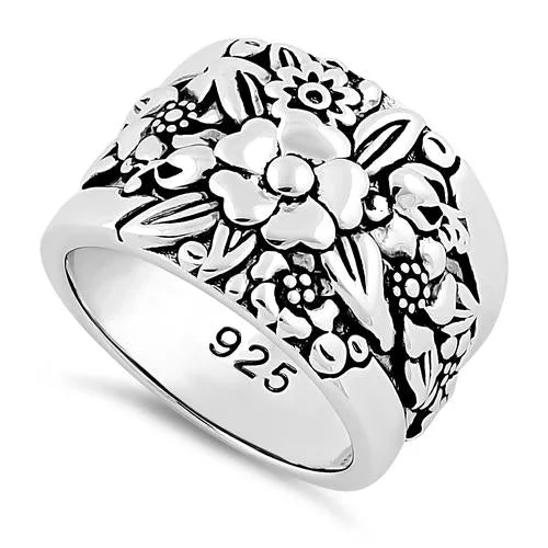 Sterling Silver Floral Design Ring