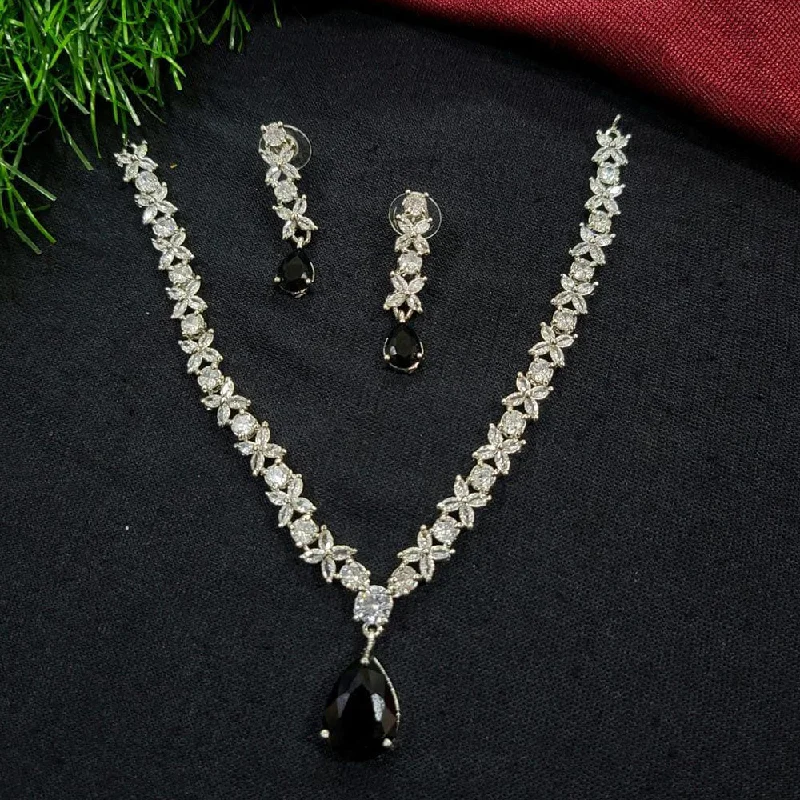 Kavita Art Silver Plated Crystal Stone Necklace Set