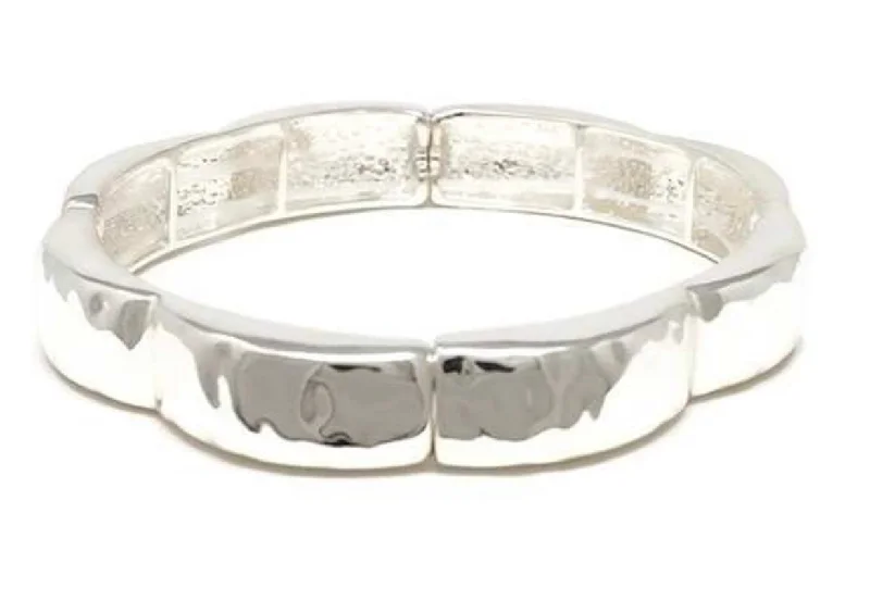 Silver Stretch Bracelet with Curved segments