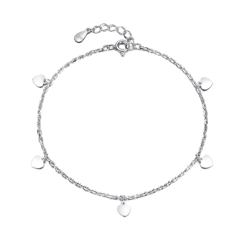 Sterling Silver Heart Charm Bracelet